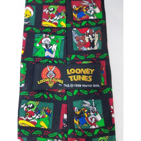 Looney Tunes Men's Neck tie Necktie Christmas Holiday Silk 1998 vintage - Picture 6 of 7